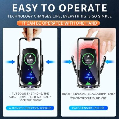 Automobilinis telefono laikiklis su bevieliu krovimu - Image 5