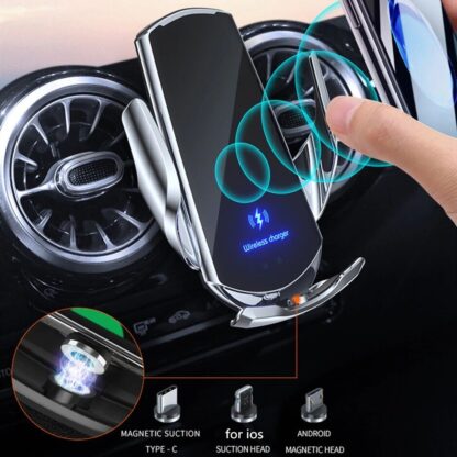 Automobilinis telefono laikiklis su bevieliu krovimu - Image 6